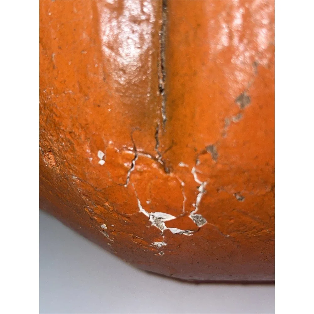 VTG Halloween‎ Coconut Pumpkin Jack-O-Lantern Handcrafted Philippines Painted E7